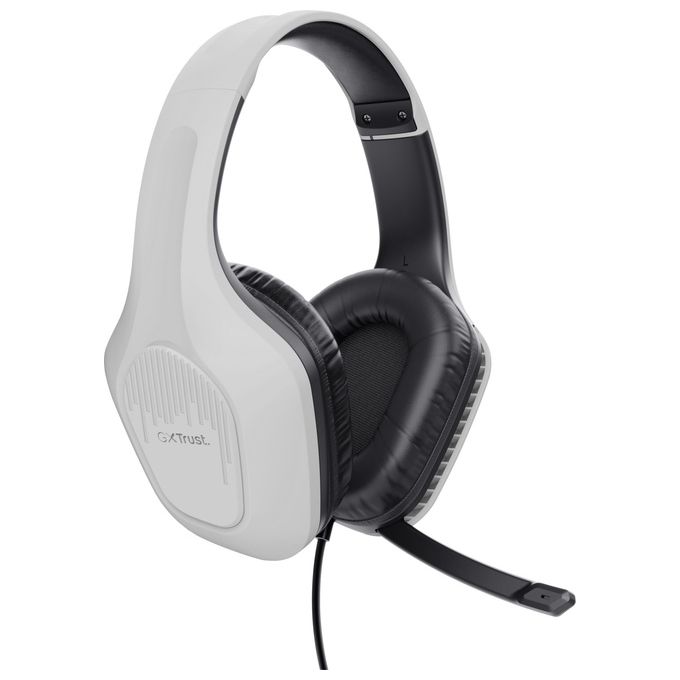Trust Gaming GXT 415W Zirox Cuffie Gaming Leggere con Driver da 50 mm per PC, Xbox, PS4, PS5, Switch, Mobile, Jack Audio 3.5 mm, Cavo 2m, Cuffie con Microfono Over-Ear - Bianco