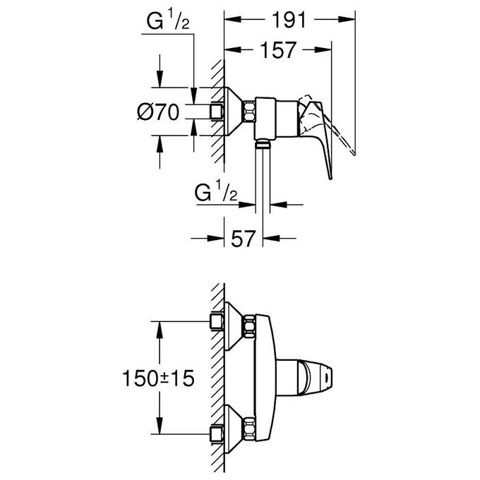 Grohe Rubinetto Miscelatore da Parete per Doccia Cromo Lucido Starlight Start Flow