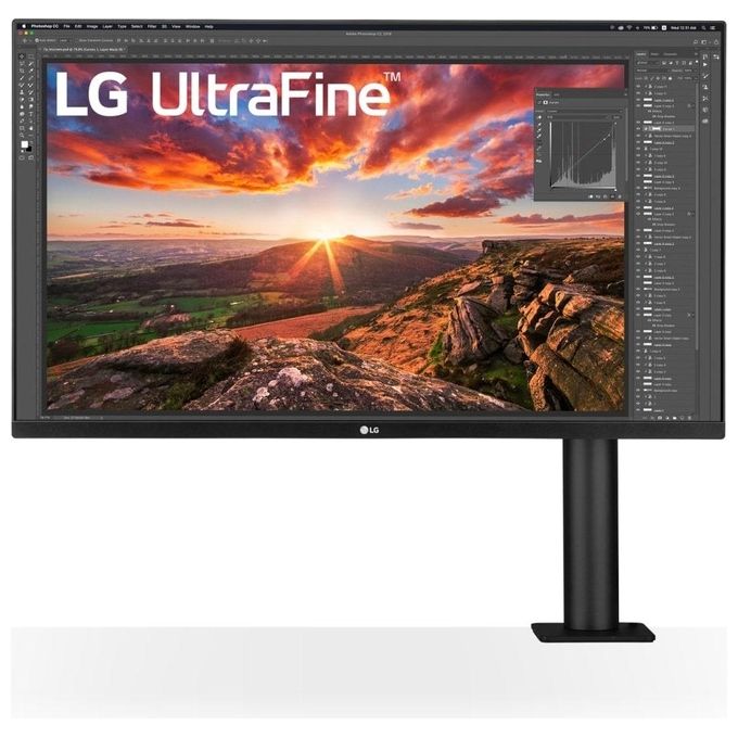 LG 32UN880K Monitor 32'' Ultra HD 4K Ergo IPS 3840x2160 HDR 10 DCI-P3 95% stand Ergo regolabile in ogni direzione Speaker Stereo 10W USB-C USB 3.0 Uscita Cuffie Flicker Safe Nero