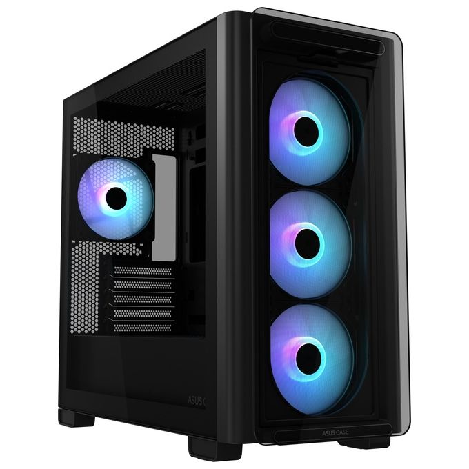 ASUS A23 PLUS TG ARGB BLACK Case Micro-ATX Supporto per Schede Madri con Connettori Nascosti Radiatori da 360 mm e Schede Grafiche da 380 mm 4 Ventole ARGB Preinstallate Nero