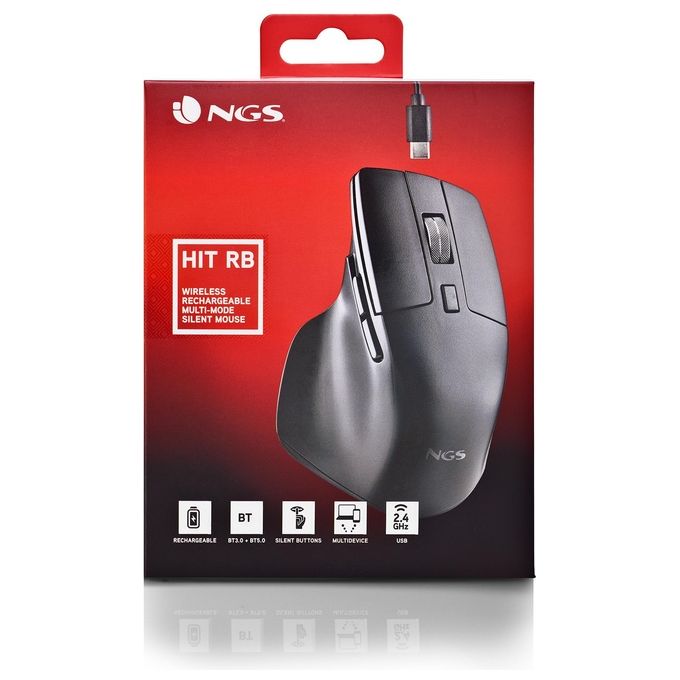NGS Hit-RB Mouse Mano Destra RF Wireless Ottico 1600 DPI
