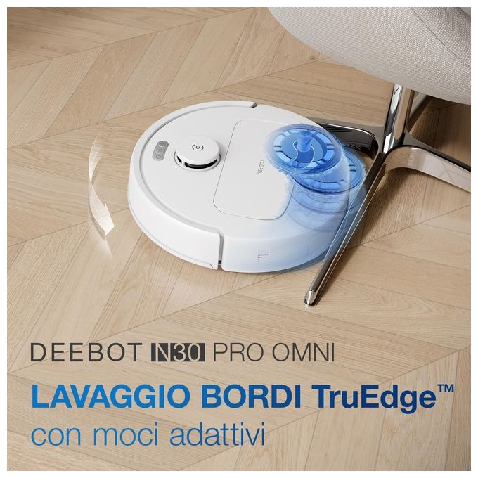 Ecovacs Deebot N30 Omni Pro Robot Aspirapolvere Lavapavimenti Tecnlogia ZeroTangle TruEdge Adaptive Edge Mopping