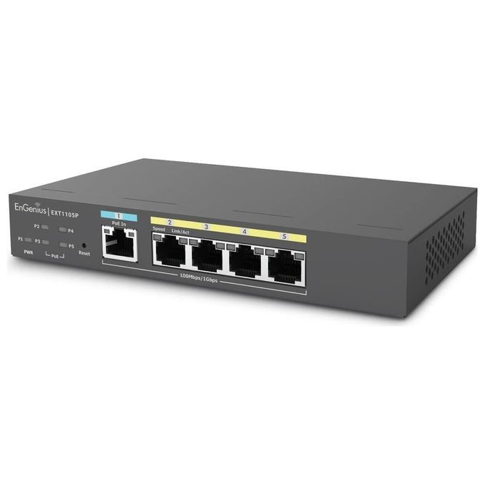 EnGenius EXT1105P Switch di Rete Gestito L2 Gigabit Ethernet (10-100-1000) Supporto Power over Ethernet Nero