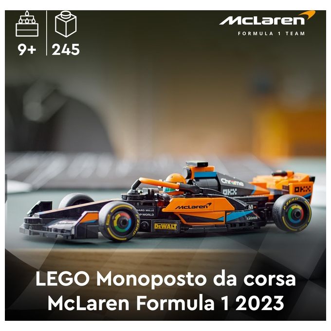 LEGO Speed Champions 76919 Mono Splitposto da Corsa McLaren Formula 1 2023, Macchina Giocattolo F1 per Bambini 9+, Auto da Costruire