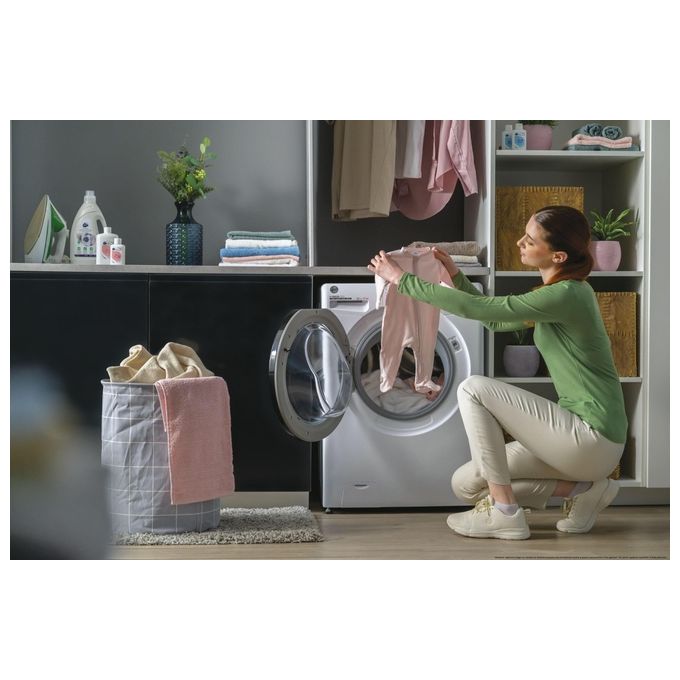 Hoover H3WPS4376TAMB6-S H-Wash 350 Lavatrice Slim 7 Kg 1300 rpm Classe A Inverter Vapore Wi-Fi (85x60x44 cm) colore Bianco