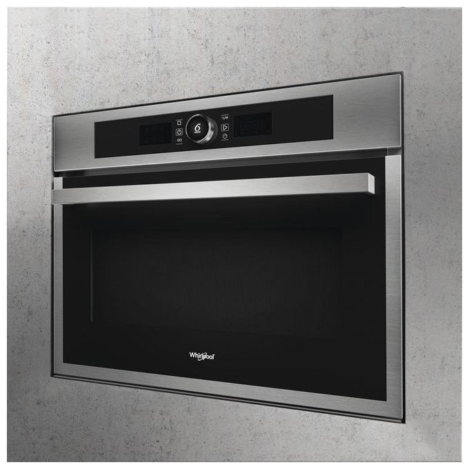 Whirlpool AMW 9607-IX Forno a Microonde Combinato da Incasso Capacita' 40 Litri Potenza 900 W Funzione DualCrisp Jet Start ForcedAir Jet DeFrost Display Digitale Acciaio Inox