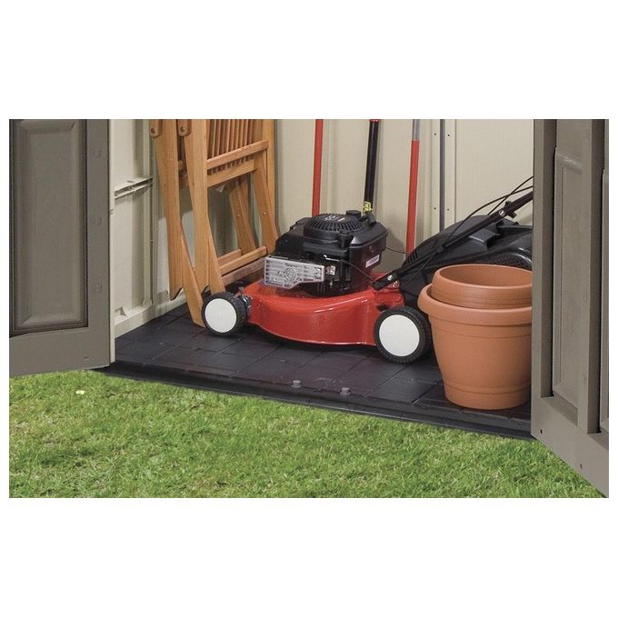 Keter K209871 Factor Casetta da Giardino in Resina 256.5x182x243 cm Pavimento Incluso 2 Mensole colore Beige