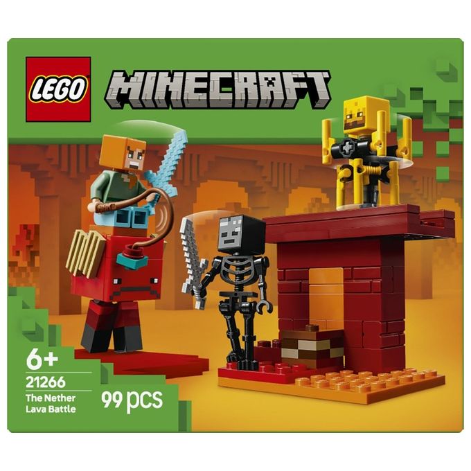 LEGO Minecraft Battaglia sul Ponte del Nether Gioco d'Avventura per Bambini e Bambine da 6 Anni Piccolo Set da Costruire con Funzioni e 4 Personaggi del Videogioco Idea Regalo di Compleanno 21266