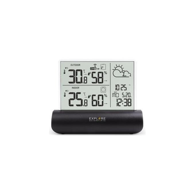 Explore Scientific Stazione Barometrica Glass LCD Weather Station Nero