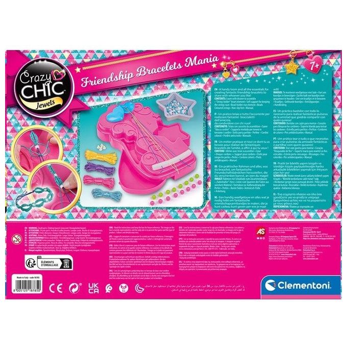 Clementoni Gioco Creativo Crazy Chic Bracelets Mania - Kit Braccialetti dell'Amicizia per Bambina