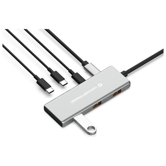 Conceptronic HUBBIES17G Hub di Interfaccia USB 3.2 Gen 2 Type-C 10000 Mbit-s Grigio
