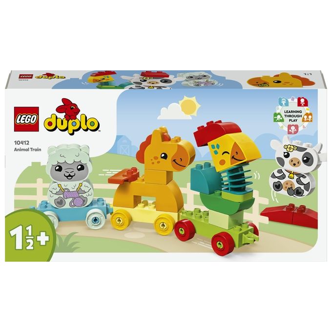 LEGO DUPLO 10412 Il Treno degli Animali, Giochi per Bambini da 1.5 Anni, Giocattolo Educativo per l'Apprendimento Didattico