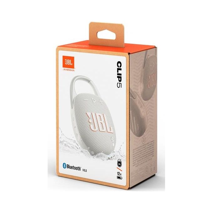 JBL Clip 5 Speaker Bluetooth Portatile Altoparlante Wireless Compatto Moschettone Integrato Waterproof Grigio