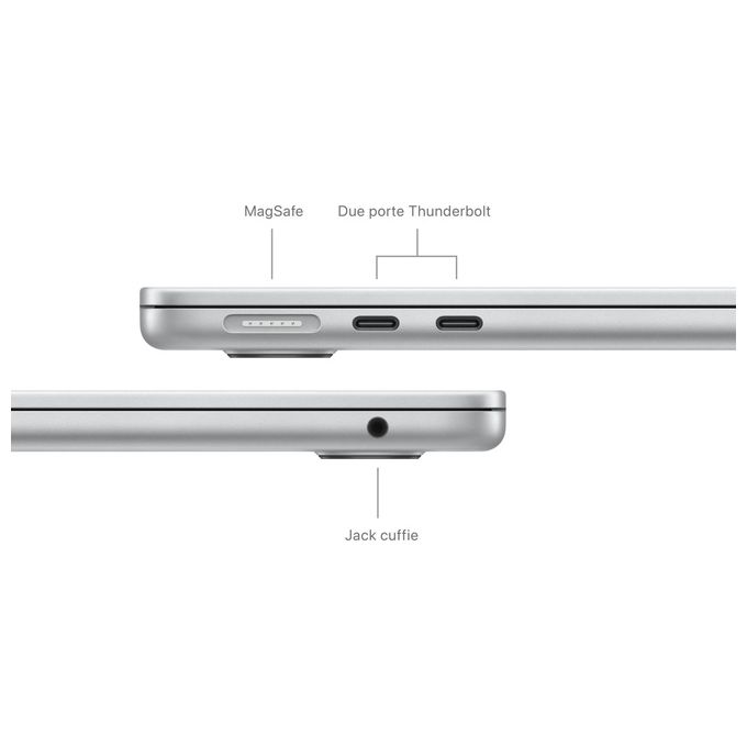 Apple macbook air 13.6 m3 16gb ram 512gb ssd argento 2024 notebook computer portatile
