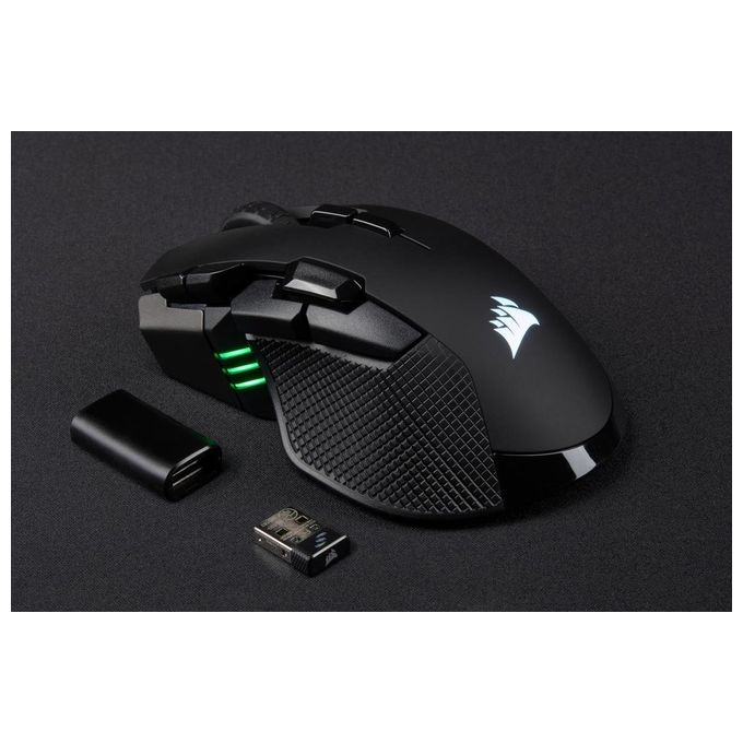 Corsair Ironclaw Wireless RGB Ricaricabile Mouse Gaming Ottico con Tecnologia Slipstream, Wireless, 18000 DPI Sensore, Retroilluminazione LED RGB, Nero