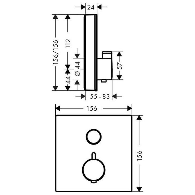Hansgrohe Showerselect Glass Parte Est. Miscelat. Doccia Termostatico 1 Utenza Bianco-Cromo