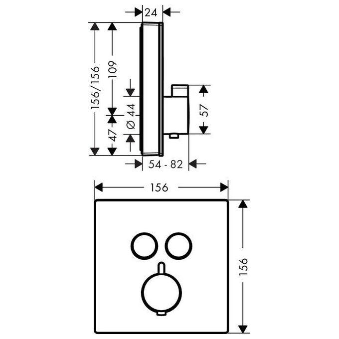 Hansgrohe Showerselect Glass Parte Est. Miscelat. Doccia Termostatico 2 Utenze Nero-Cromo