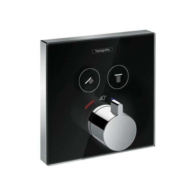 Hansgrohe Showerselect Glass Parte Est. Miscelat. Doccia Termostatico 2 Utenze Nero-Cromo