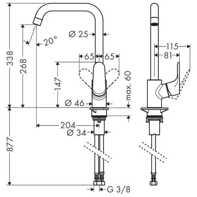 Hansgrohe Focus 31820 Miscelatore Lavello 260 Acciao Optic