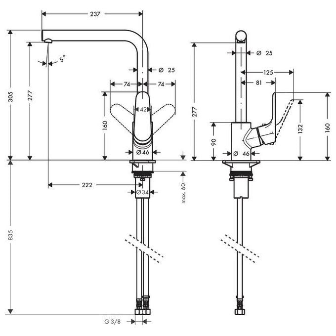 Hansgrohe Focus 31817 Miscelatore Lavello 280 Girevole Cromo