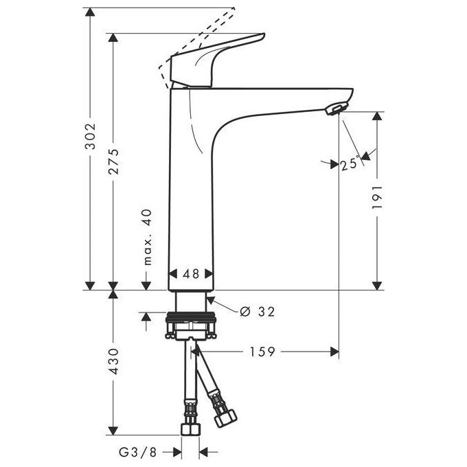 Hansgrohe Focus 31518 Miscelatore Lavabo 190 Senza Scarico Cromo