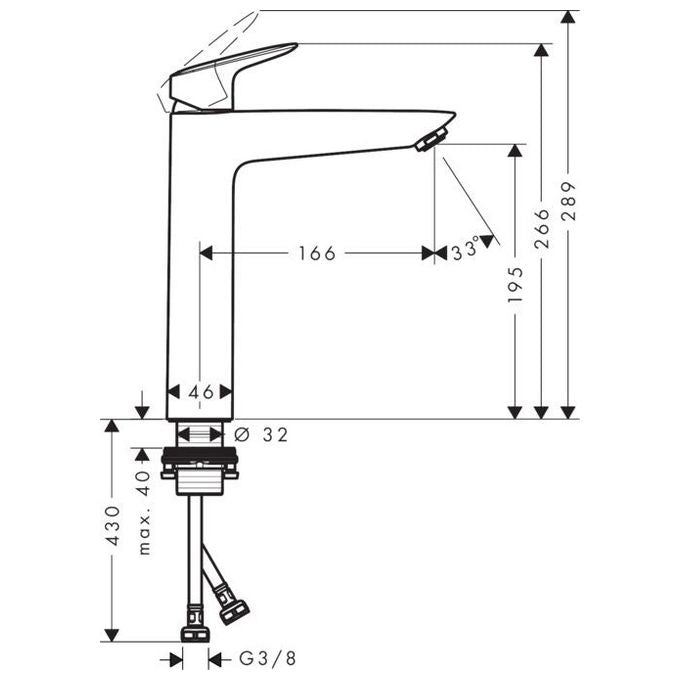 Hansgrohe Logis 71091 Miscelatore Lavabo 190 Alto Cromo