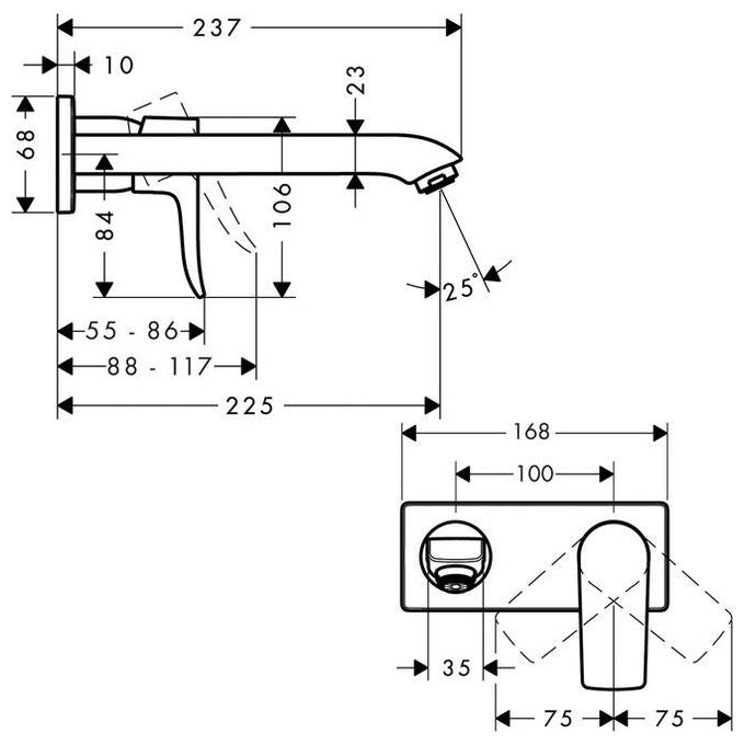 Hansgrohe Metris 31086 Parte Esterna Lavabo Parete 22 Cromo