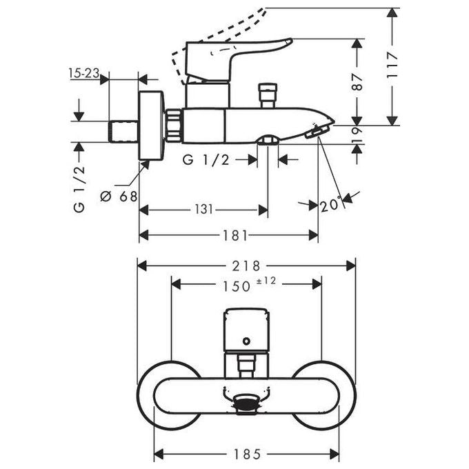 Hansgrohe Metris 31480 Miscelatore Vasca Esterno Cromo