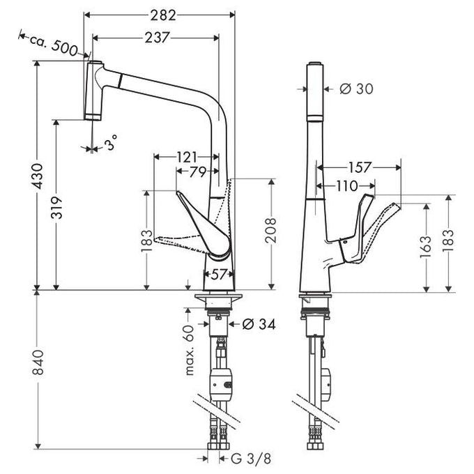 Hansgrohe Metris 14820 Miscelatore Lavello Con Doccetta Estraibile Cromo