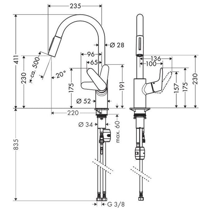 Hansgrohe Focus 31815 Miscelat. Lavello 240 Con Doccetta Estraibile Acciaio Optic