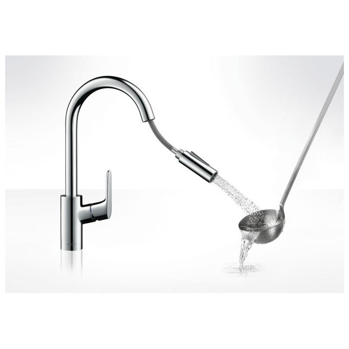 Hansgrohe Focus 31815 Miscelat. Lavello 240 Con Doccetta Estraibile Acciaio Optic