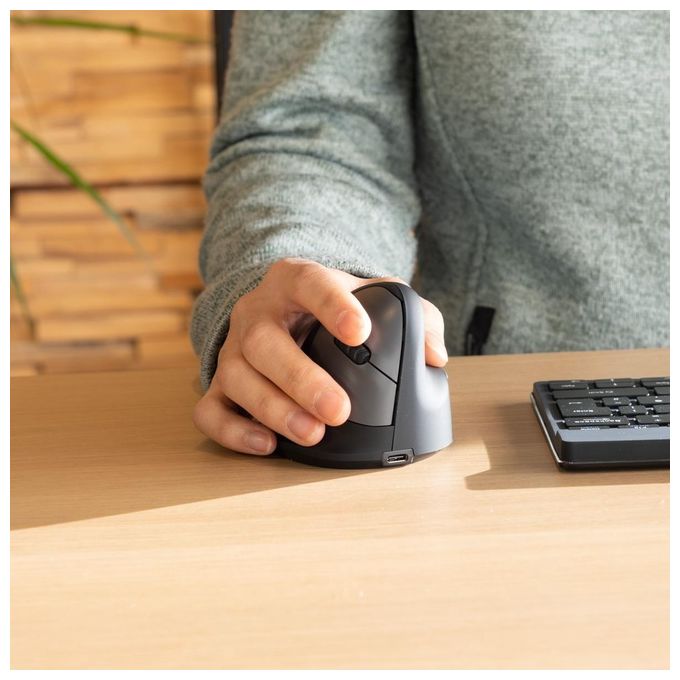 R Go Tools RGOHEWL R-Go HE Mouse Ergonomico Senza Fili Bluetooth 5.0 5 Pulsanti DPI Regolabile Fino a 2400 Silenzioso Ricaricabile Compatibile Windows Mac Linux colore Nero