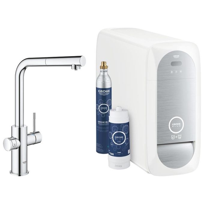 Grohe 31539000 BLUE HOME Miscelatore monocomando con sistema di filtraggio e refrigerazione e doccetta estraibile Cromo