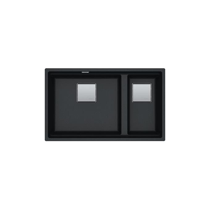 Franke KNG 120 Kubus 2 Lavello Fragranite da Incasso Sottotop 1 Vasca 1-2 Nero Ccover copri scarico in inox 76x46cm 125.0529.871