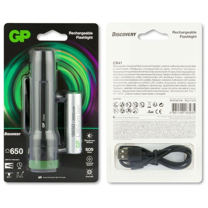 GP Lighting CR41 Torcia a Mano Nero Led