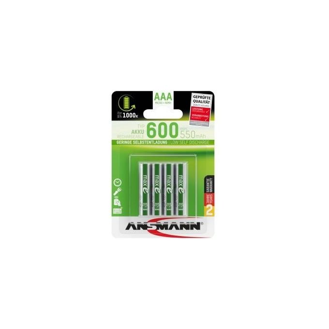 Ansmann Nimh Batteria Micro AAA Typ.600 Min.550 Mah Dect Phone 4 Pezzi