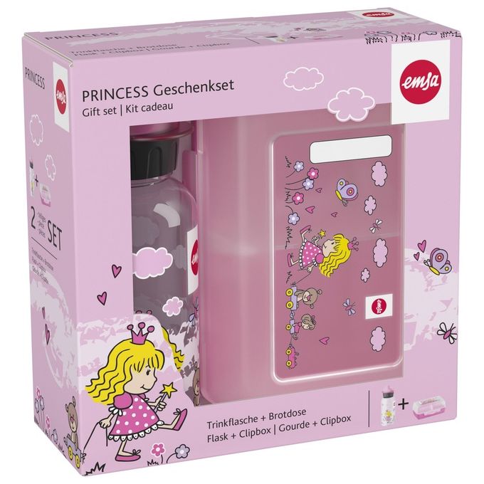 Emsa Kids Set Borraccia 0,4 Litri con Scatola Merenda Princess
