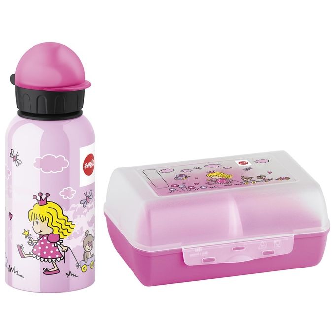 Emsa Kids Set Borraccia 0,4 Litri con Scatola Merenda Princess