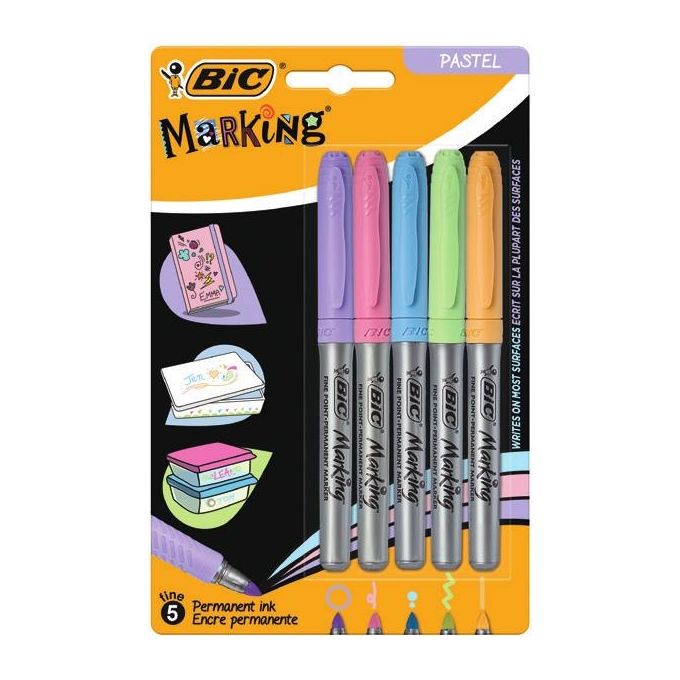 Bic Confezione 5 Intensity Marcatore Permanent Pastel