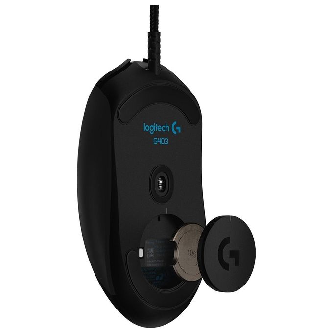 Logitech G403 HERO 16K, mouse gaming, LIGHTSYNC RGB, leggero 87 g + 10 g opzionale, cavo intrecciato, 16.000 DPI