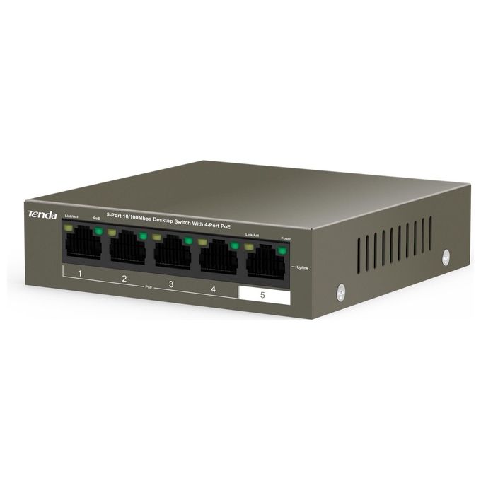 Tenda TEF1105P-4-63W Poe Switch Ethernet 5-Port 10-100 Mbps Cassa in Metallo