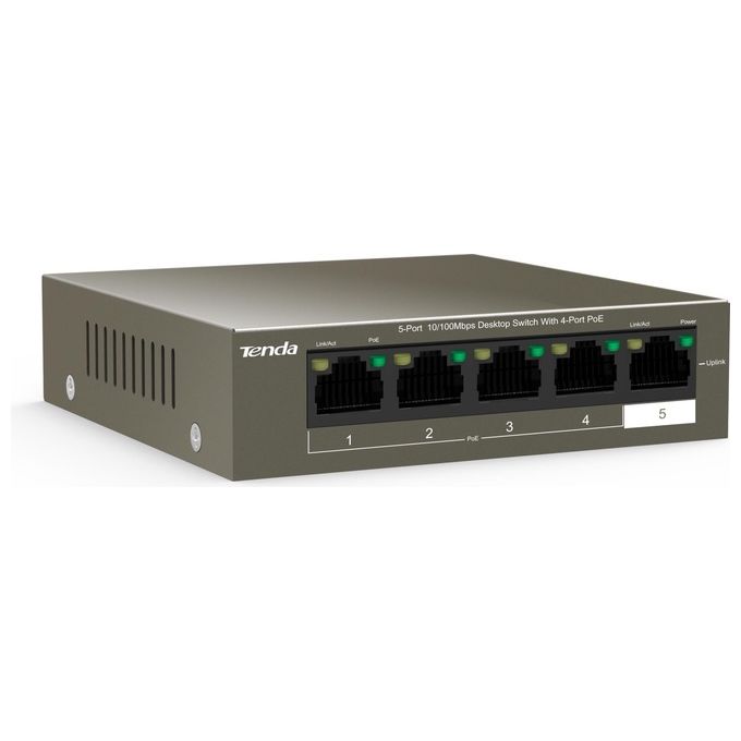 Tenda TEF1105P-4-63W Poe Switch Ethernet 5-Port 10-100 Mbps Cassa in Metallo