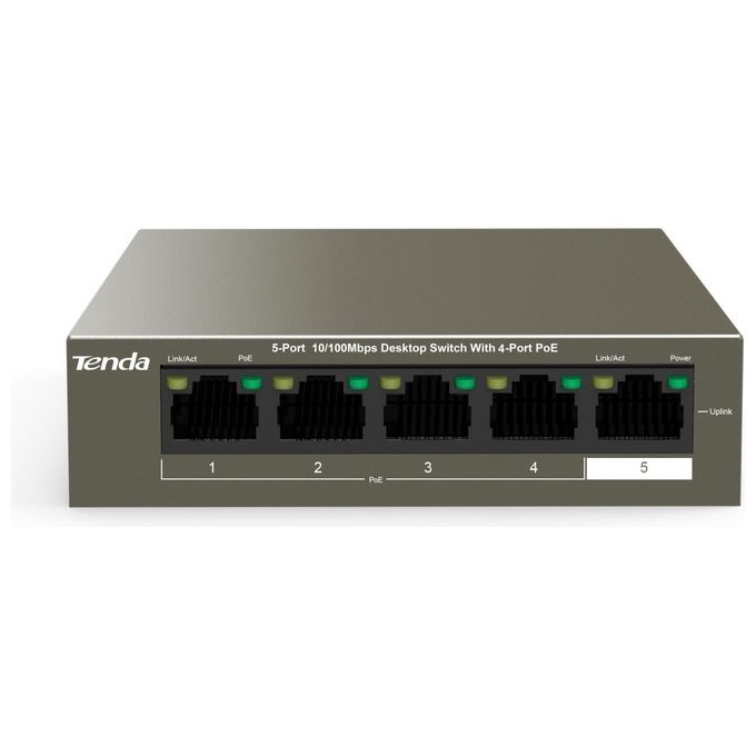 Tenda TEF1105P-4-63W Poe Switch Ethernet 5-Port 10-100 Mbps Cassa in Metallo