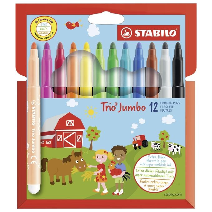 Stabilo confezione 12 Pennarelli trio Jumbo col ass