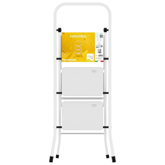 Colombo Sgabello Scala FACTOTUM 3 gradini in Acciaio portata max 150kg EN14183 MADE IN ITALY