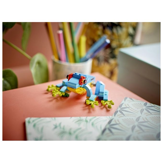 LEGO Creator 31136 Pappagallo Esotico 31136-LEGO Set 3 in 1 con Pesce e Rana Animali Giocattolo Giochi Creativi per Bambini da 7 Anni