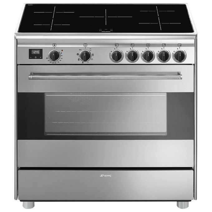 Smeg BG91IX9-1 Cucina con Piano a Induzione e Forno Elettrico Termoventilato Multifunzione Estetica Classica 5 Zone Classe energetica A Vapor Clean 90x60 cm Acciaio Inox