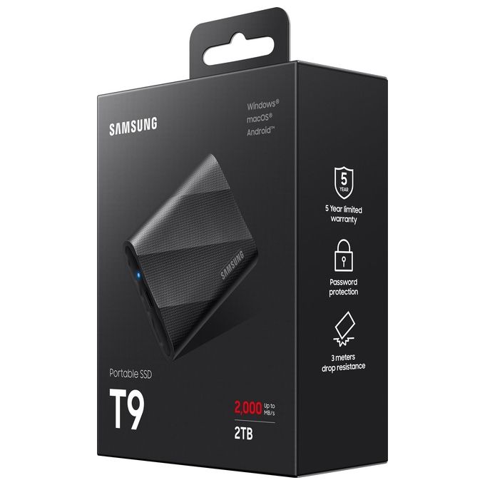 Samsung Portable Ssd T9 USB 3.2 1Tb Nero
