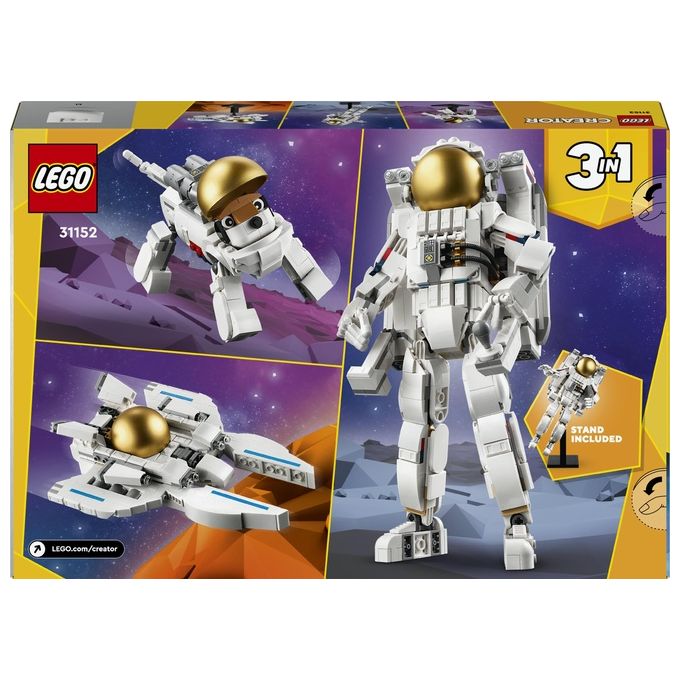 Lego 31152 Creator Set da costruzione 3 in 1 Astronauta Cane Spaziale Astronave Viper Jet 647 pezzi 9+ anni colore Multicolore