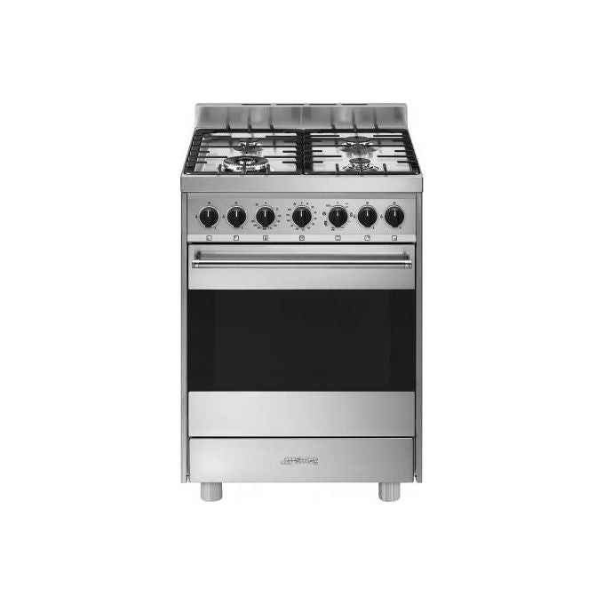 Smeg B61GMXI9 Estetica Mista Cucina a Gas con Forno Elettrico Termoventilato 4 Fuochi Classe energetica A 60x60 cm Acciaio Inox